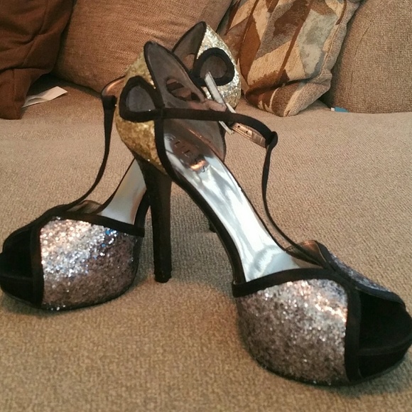 Guess Shoes - #49 Guess Glitter Sparkle Heels Gold/Silver/Black